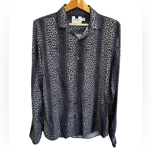 Topman Leopard Print Long Sleeve Button Down. Men’s XL - Picture 3 of 8